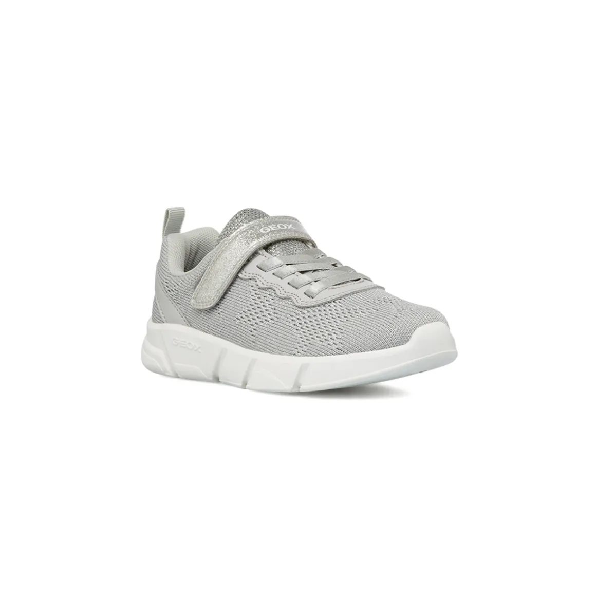 Sneakers argento da Bambina con chiusura a strappo e suola traspirante Geox