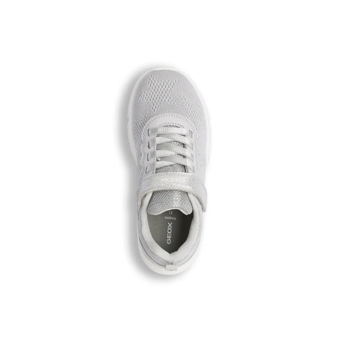 Sneakers argento da Bambina con chiusura a strappo e suola traspirante Geox