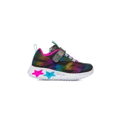 Sneakers Bambina nere con stampe arcobaleno e luci nella suola Le Scarpe di Alice