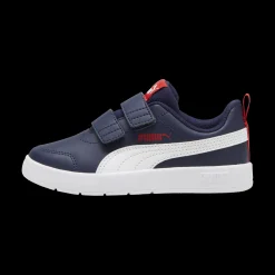 Sneakers bambino blu con dettagli rossi Puma Courtflex v3