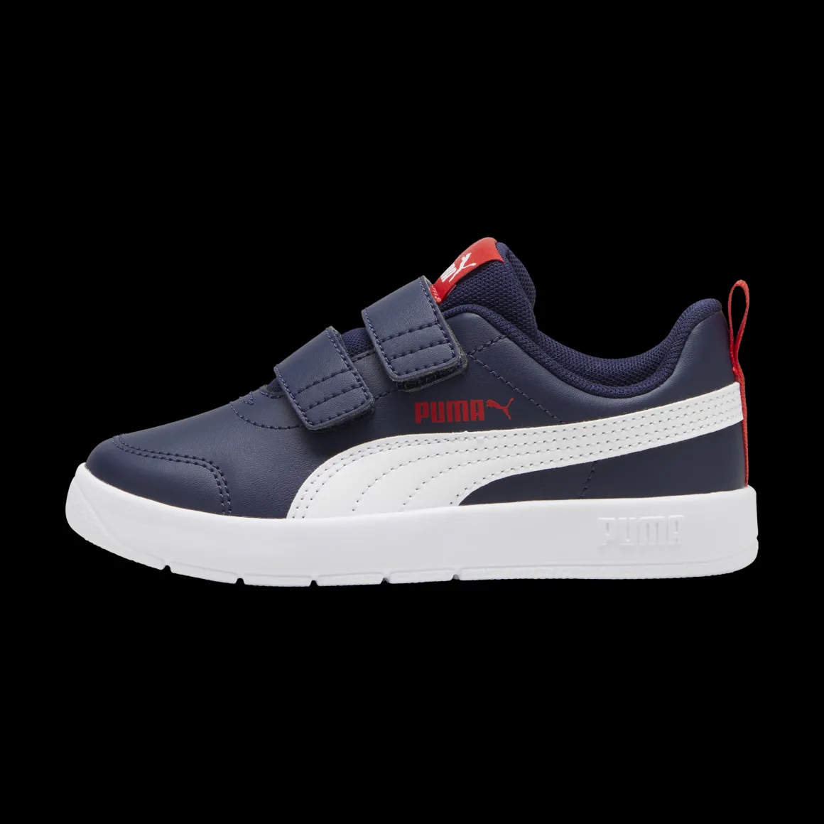 Sneakers bambino blu con dettagli rossi Puma Courtflex v3