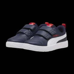 Sneakers bambino blu con dettagli rossi Puma Courtflex v3