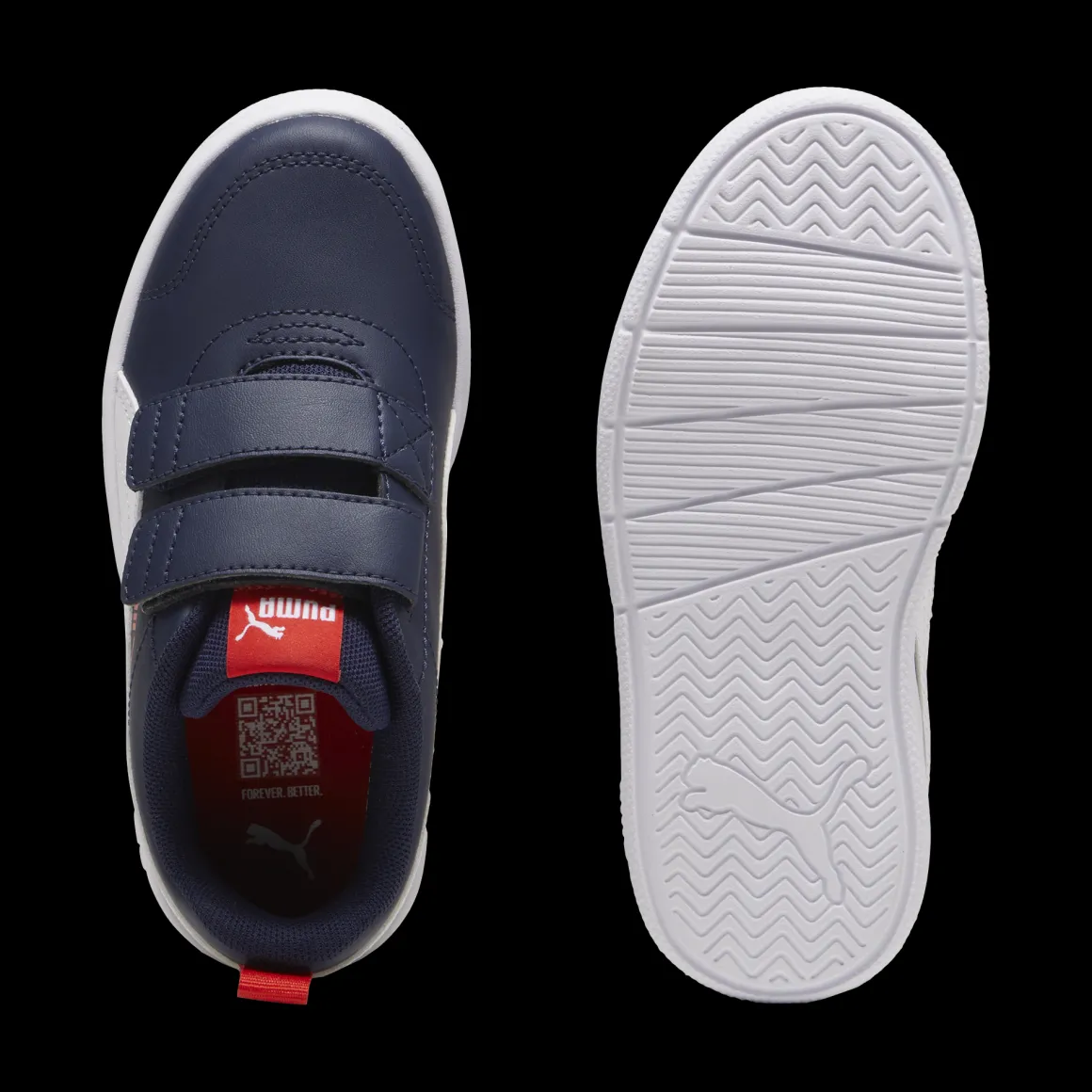 Sneakers bambino blu con dettagli rossi Puma Courtflex v3