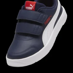 Sneakers bambino blu con dettagli rossi Puma Courtflex v3