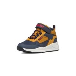 Sneakers bambino blu con dettagli ocra e logo Ducati