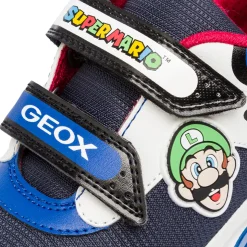 Sneakers bambino blu e nere con luci e logo Super Mario Geox