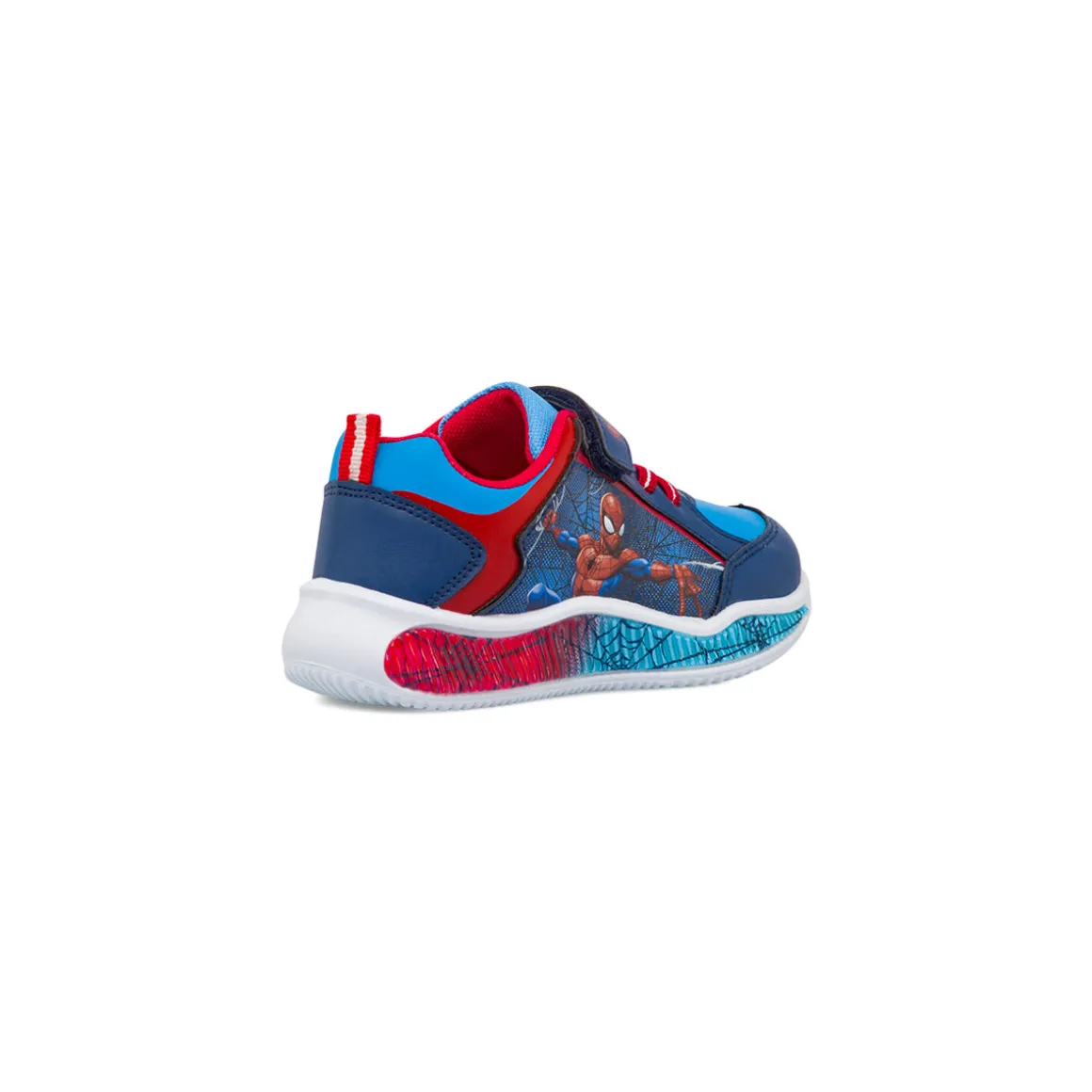 Sneakers bambino blu e rosse con luci nella suola Spiderman