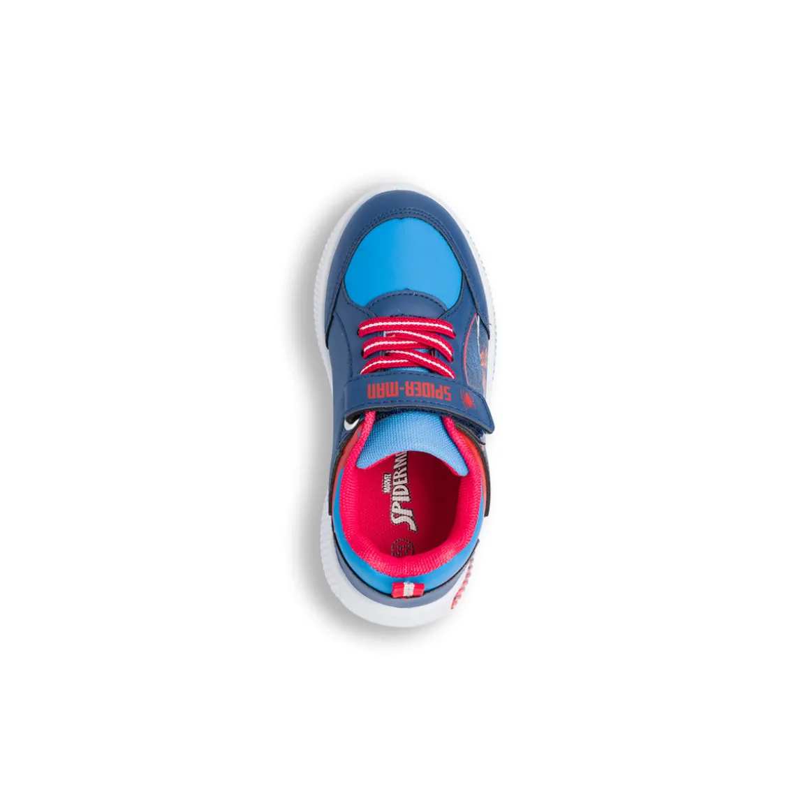 Sneakers bambino blu e rosse con luci nella suola Spiderman