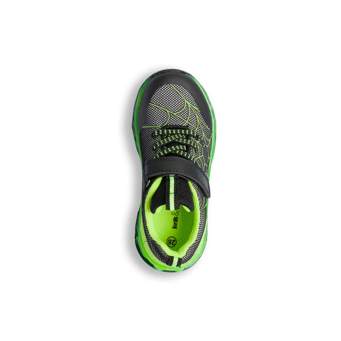 Sneakers bambino nere e verde con luci nella suola Birilli&Monelli