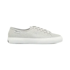 Sneakers basse da donna glitterate argento con suola in gomma Superga