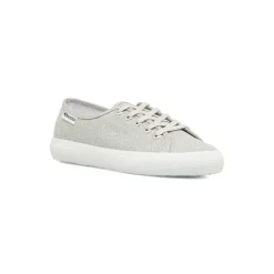 Sneakers basse da donna glitterate argento con suola in gomma Superga