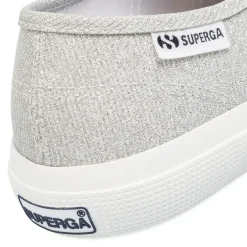 Sneakers basse da donna glitterate argento con suola in gomma Superga
