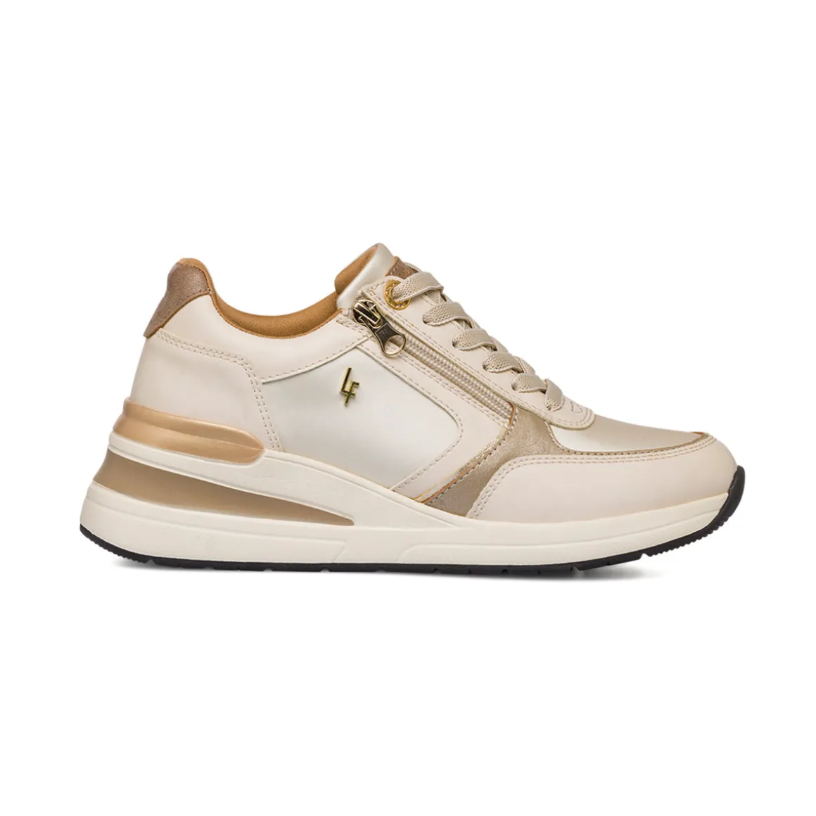 Sneakers beige da donna con dettagli bronzo Lora Ferres