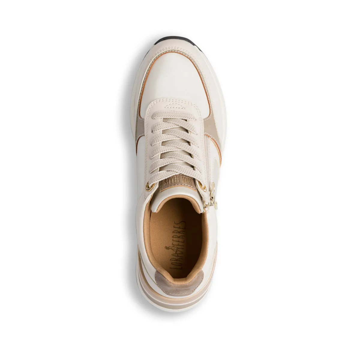 Sneakers beige da donna con dettagli bronzo Lora Ferres