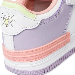 Sneakers bianca da bambina con dettagli lilla e rosa Le Scarpe di Alice