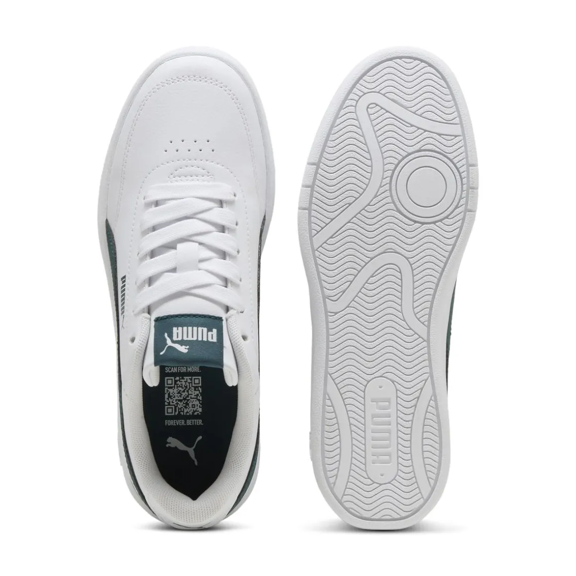 Sneakers bianche con inserti verdi da Ragazzo Puma Court Classic Clean