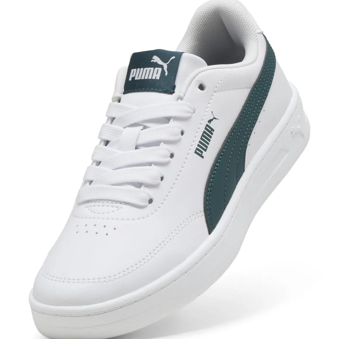 Sneakers bianche con inserti verdi da Ragazzo Puma Court Classic Clean