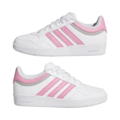 Sneakers bianche con inserti rosa e grigi da Ragazza adidas Hoops 4.0