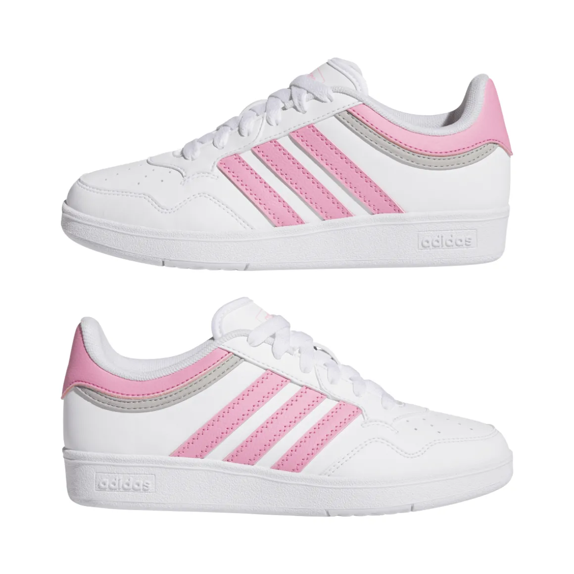 Sneakers bianche con inserti rosa e grigi da Ragazza adidas Hoops 4.0