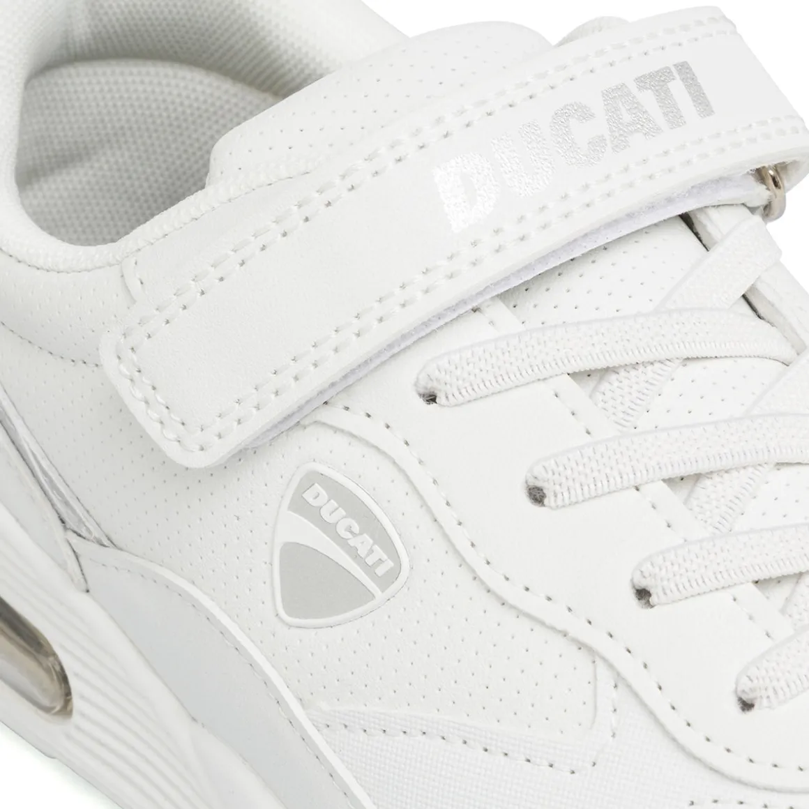 Sneakers bianche da bambino con ammortizzazione ad aria Ducati