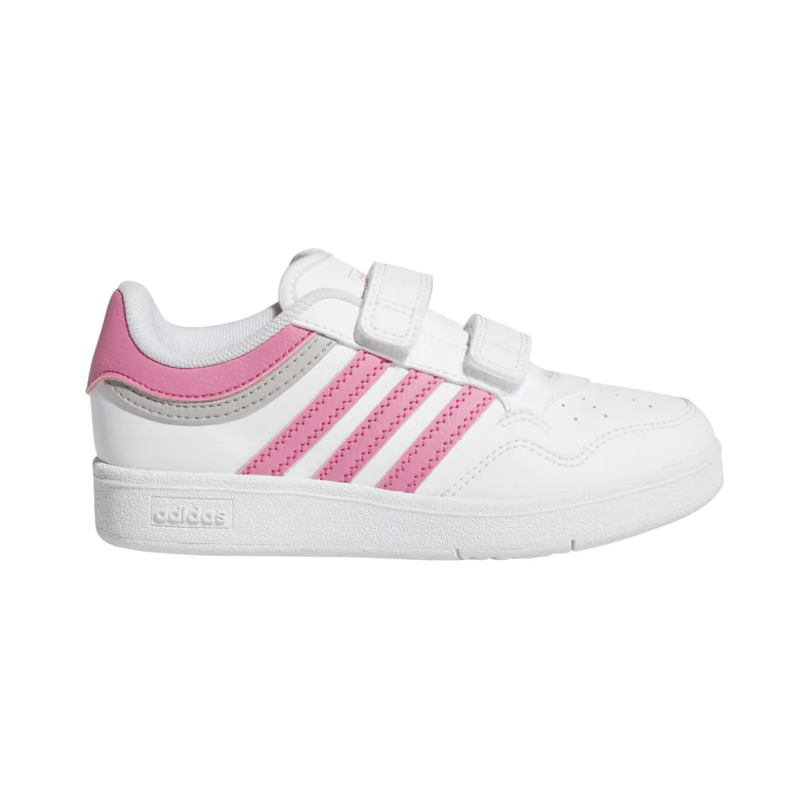 Sneakers bianche da bambina con dettagli rosa e chiusura a strappo HOOPS 4.0 adidas