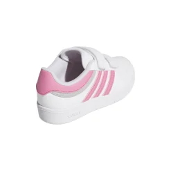 Sneakers bianche da bambina con dettagli rosa e chiusura a strappo HOOPS 4.0 adidas