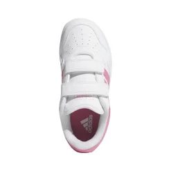 Sneakers bianche da bambina con dettagli rosa e chiusura a strappo HOOPS 4.0 adidas