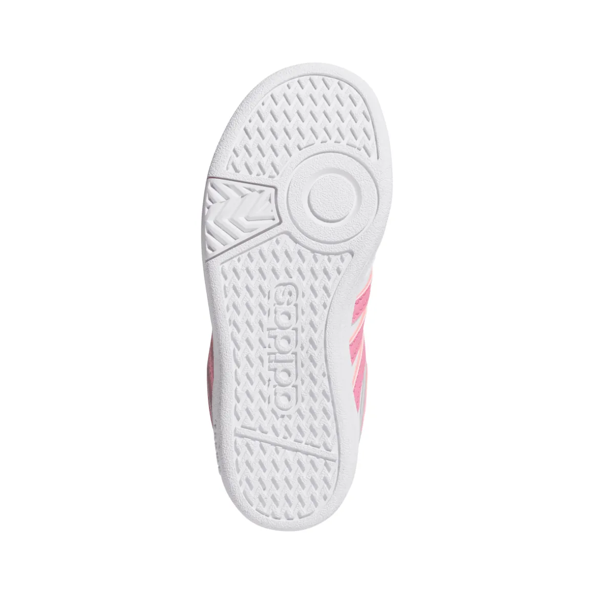 Sneakers bianche da bambina con dettagli rosa e chiusura a strappo HOOPS 4.0 adidas