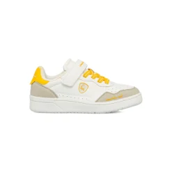 Sneakers Bianche da Bambino con dettagli giallo e strappo Tonino Lamborghini