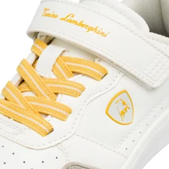 Sneakers Bianche da Bambino con dettagli giallo e strappo Tonino Lamborghini