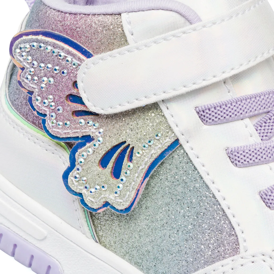 Sneakers bianche da bambina con dettagli lilla e glitter Le scarpe di Alice