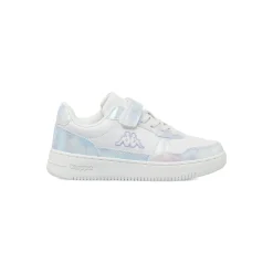 Sneakers bianche da bambina con strappo e dettaglio irridescente Kappa