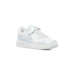 Sneakers bianche da bambina con strappo e dettaglio irridescente Kappa