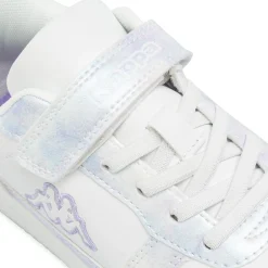 Sneakers bianche da bambina con strappo e dettaglio irridescente Kappa