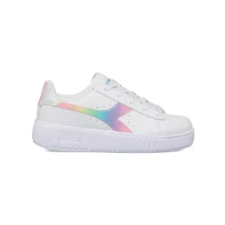Sneakers bianche da bambina con logo arcobaleno Diadora Game Step Bloom PS