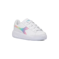 Sneakers bianche da bambina con logo arcobaleno Diadora Game Step Bloom PS