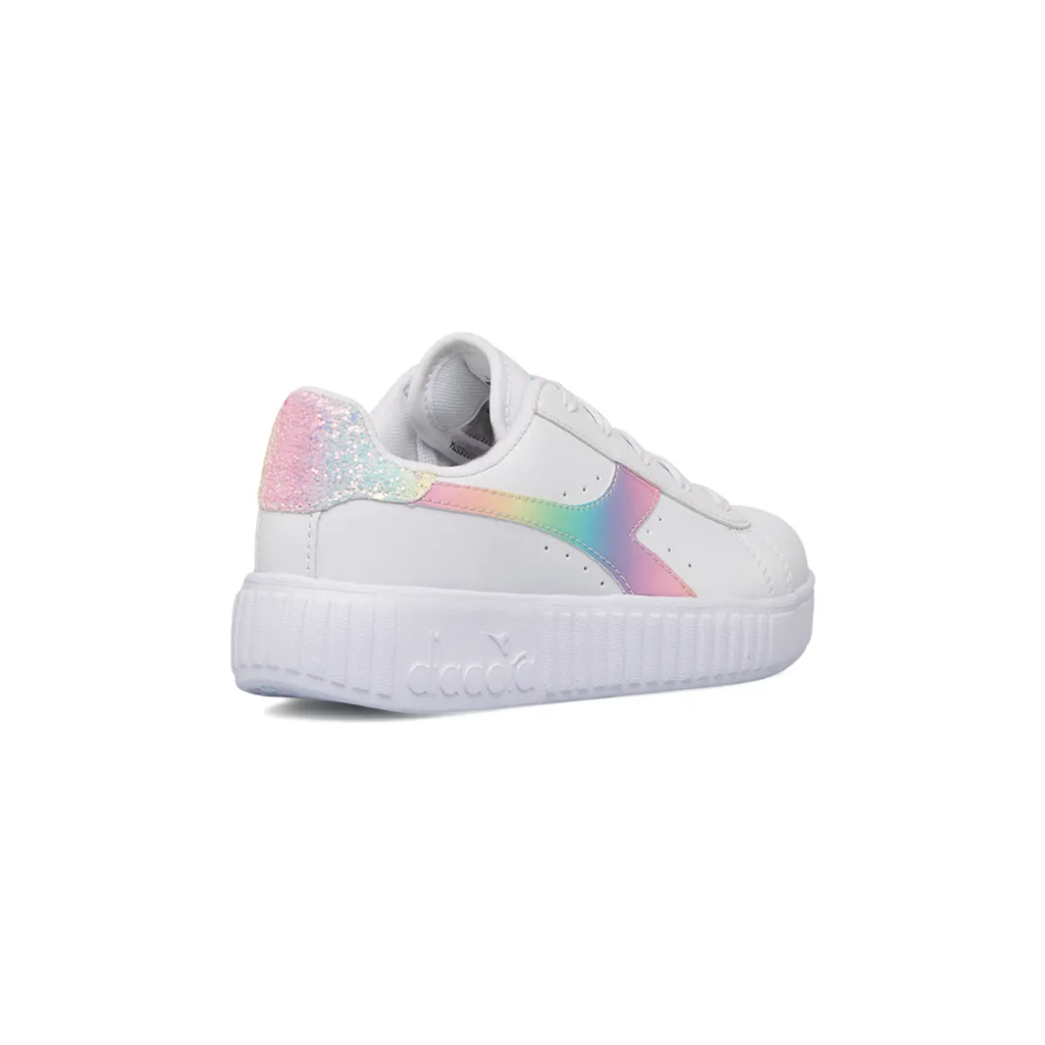 Sneakers bianche da bambina con logo arcobaleno Diadora Game Step Bloom PS