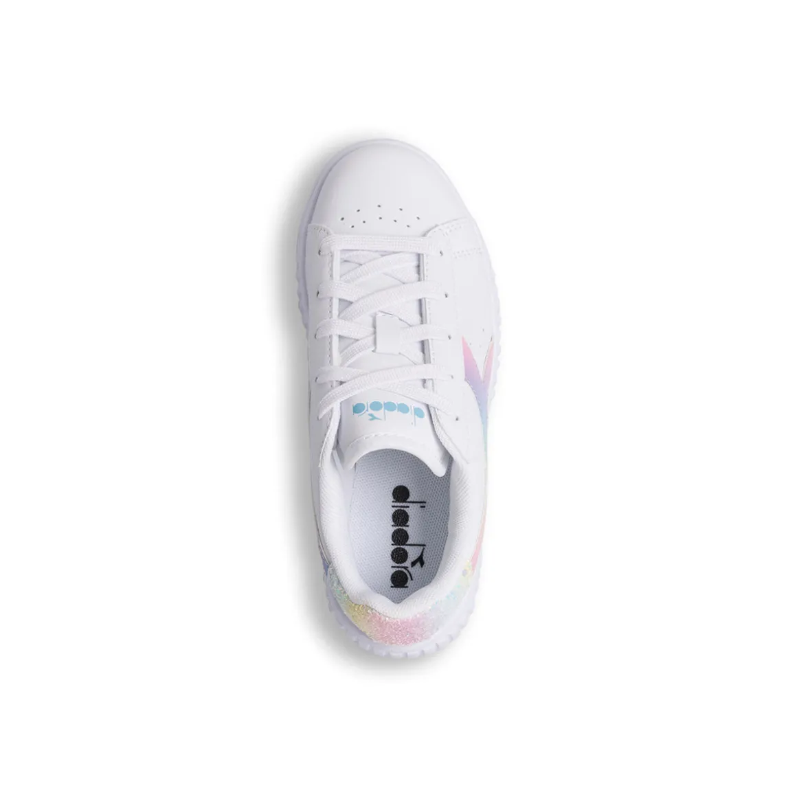 Sneakers bianche da bambina con logo arcobaleno Diadora Game Step Bloom PS