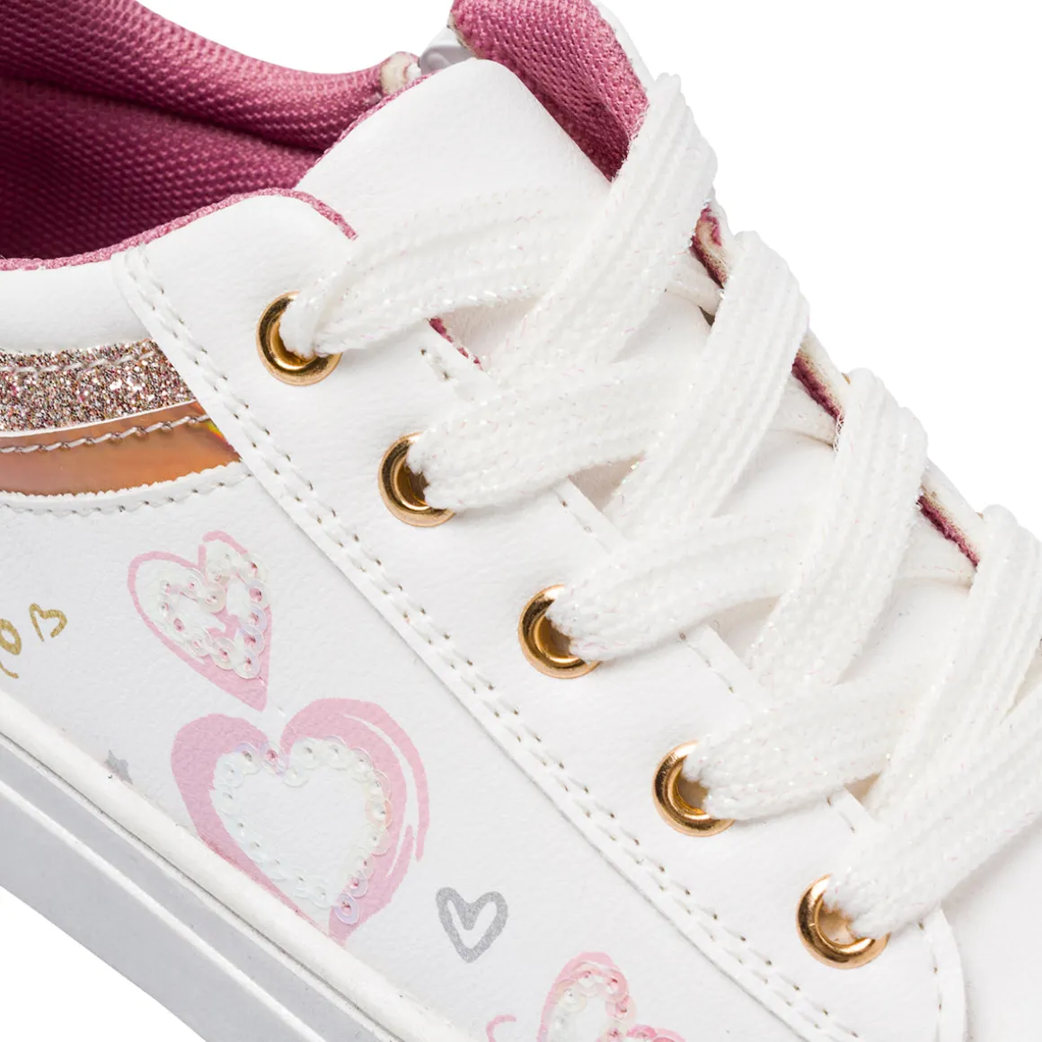 Sneakers bianche da Bambina con cuoricini Dieci Baci