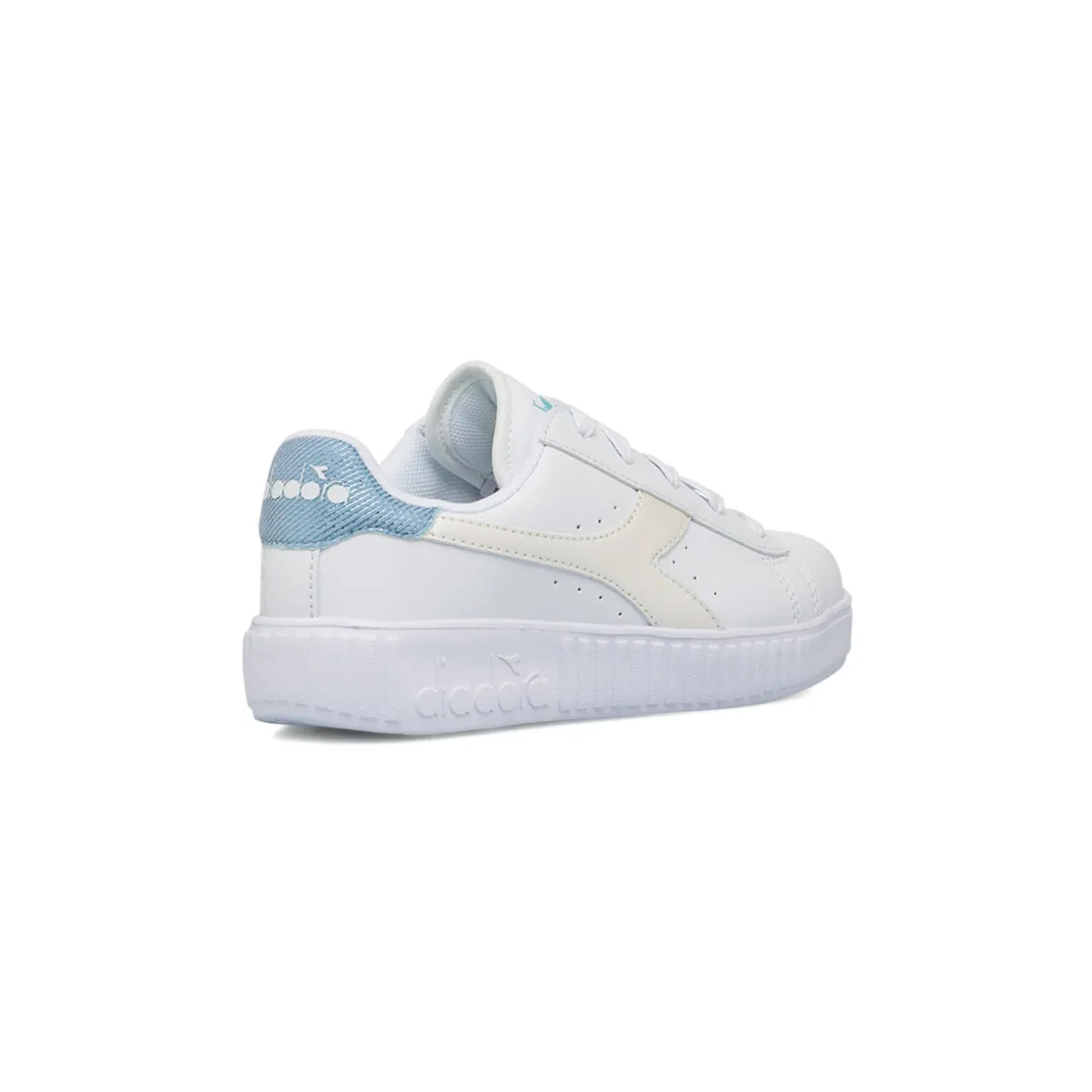 Sneakers bianche da bambina con dettaglio azzurro Diadora