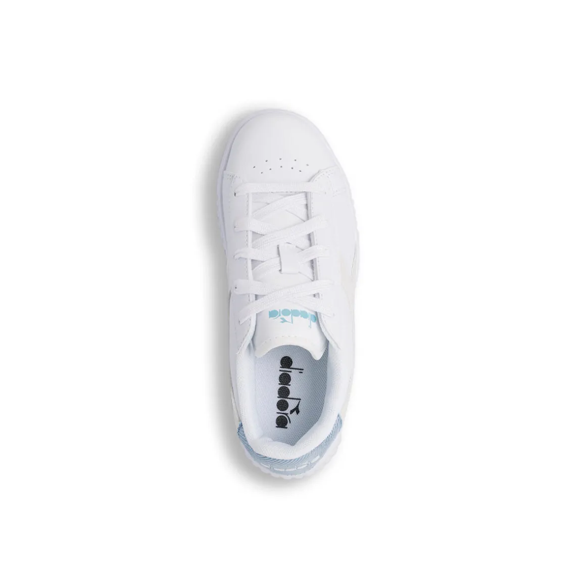 Sneakers bianche da bambina con dettaglio azzurro Diadora
