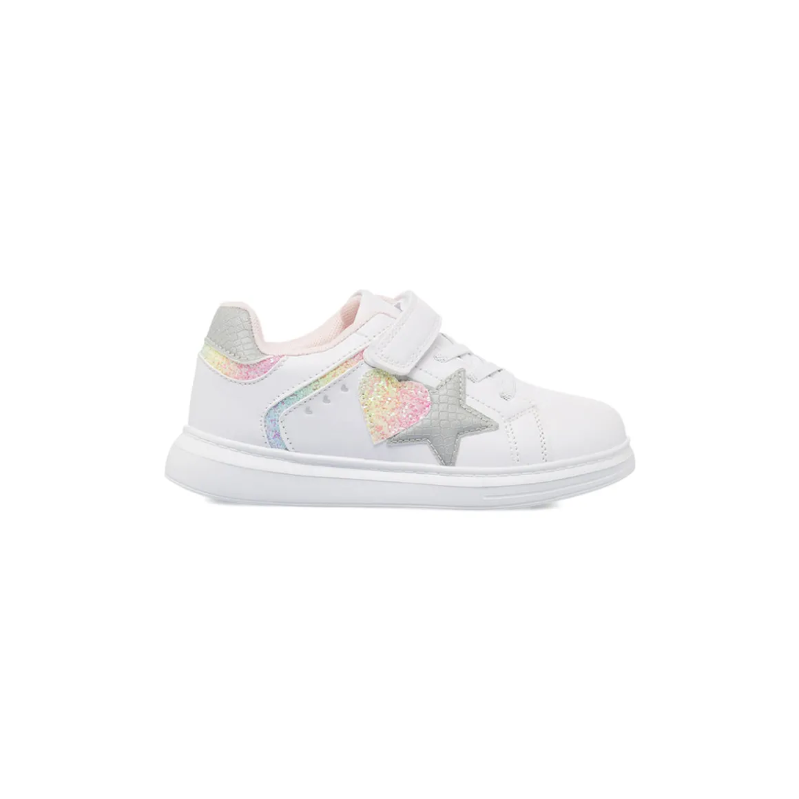 Sneakers bianche da bambina con cuore e stella glitter Dieci Baci