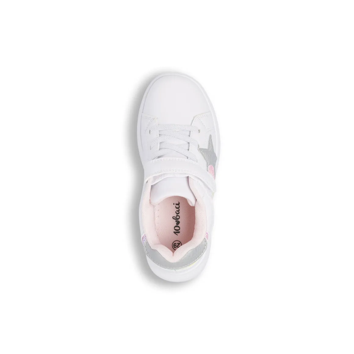 Sneakers bianche da bambina con cuore e stella glitter Dieci Baci