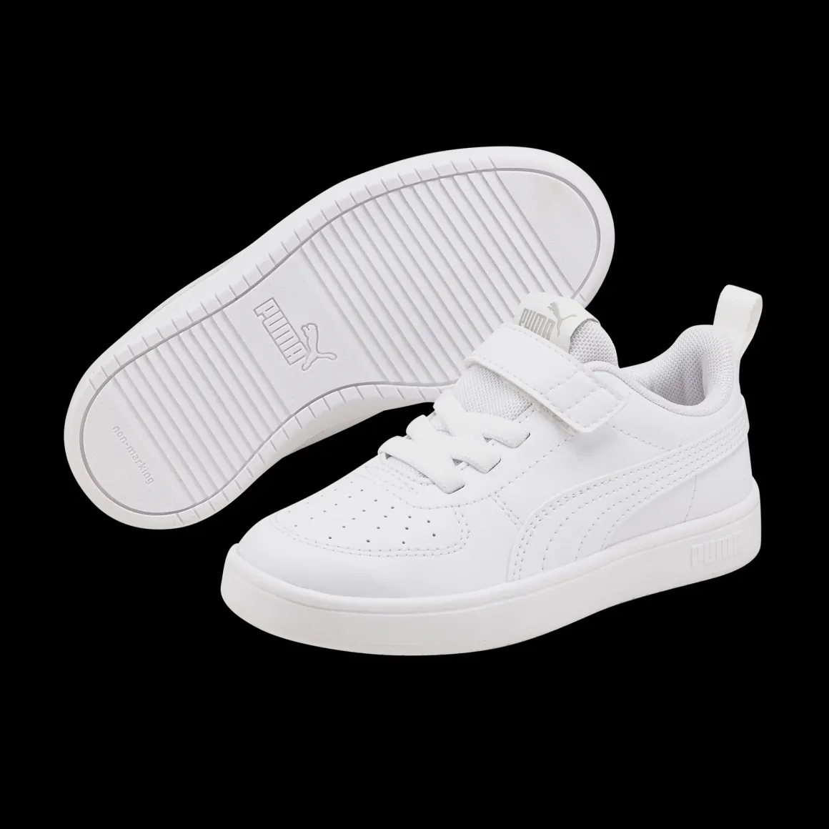 Sneakers bianche da bambina con velcro e lacci Puma Rickie AC+ PS