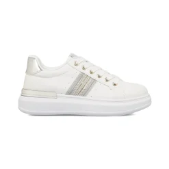 Sneakers bianche da donna con dettagli argento e strass Lora Ferres