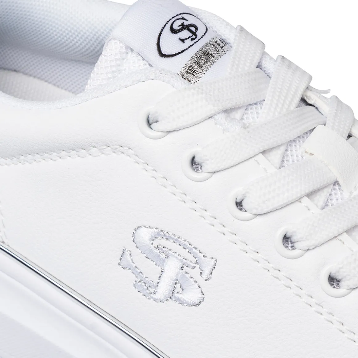 Sneakers bianche da donna con dettagli argento Swish Jeans