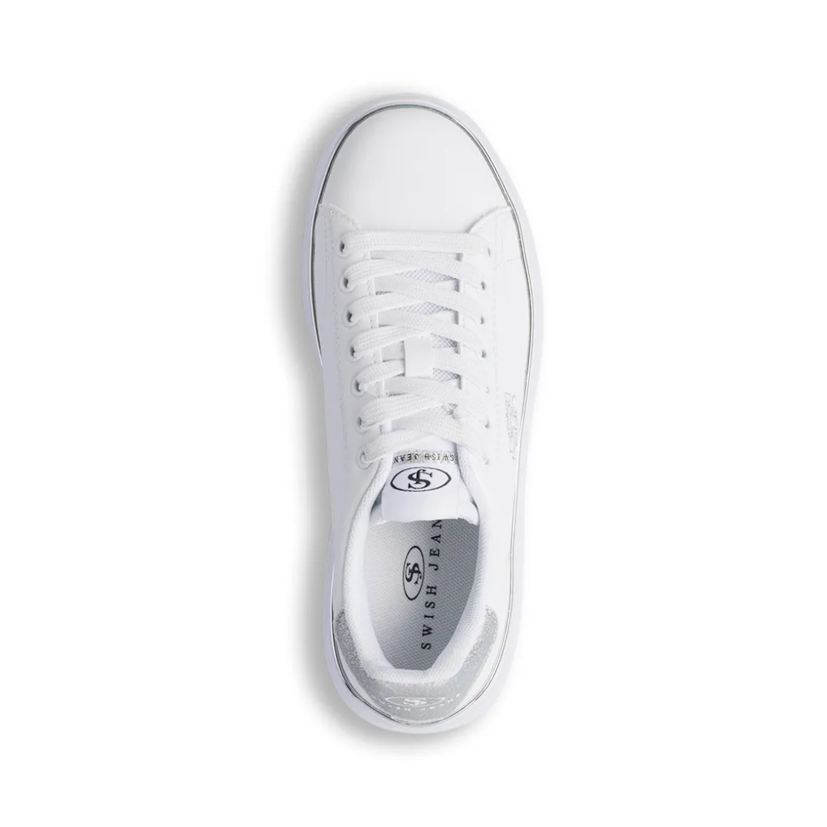 Sneakers bianche da donna con dettagli argento Swish Jeans