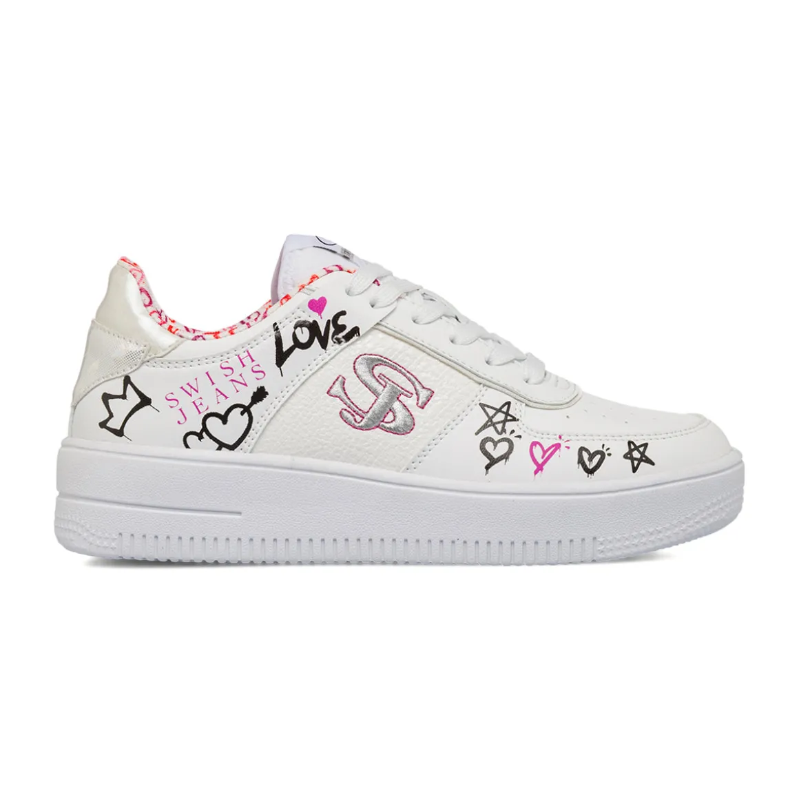 Sneakers bianche da Donna Swish Jeans con stampe