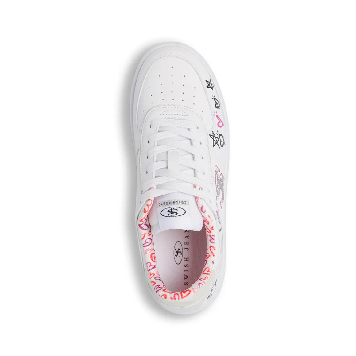 Sneakers bianche da Donna Swish Jeans con stampe