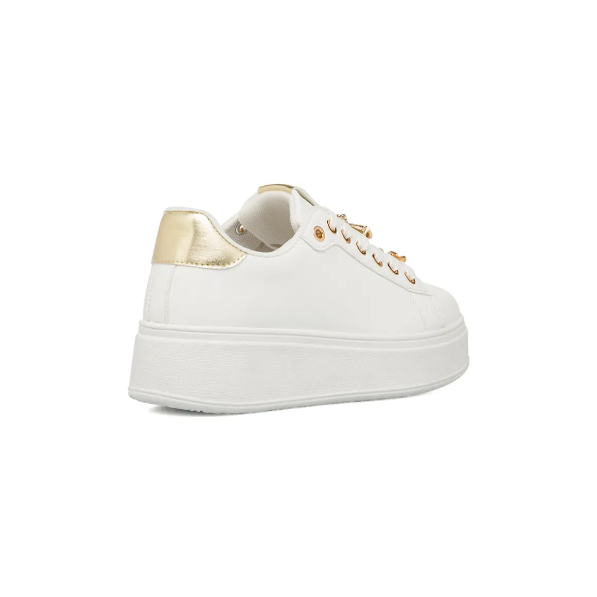 Sneakers bianche da Donna con dettaglio oro e cristalli Lora Ferres